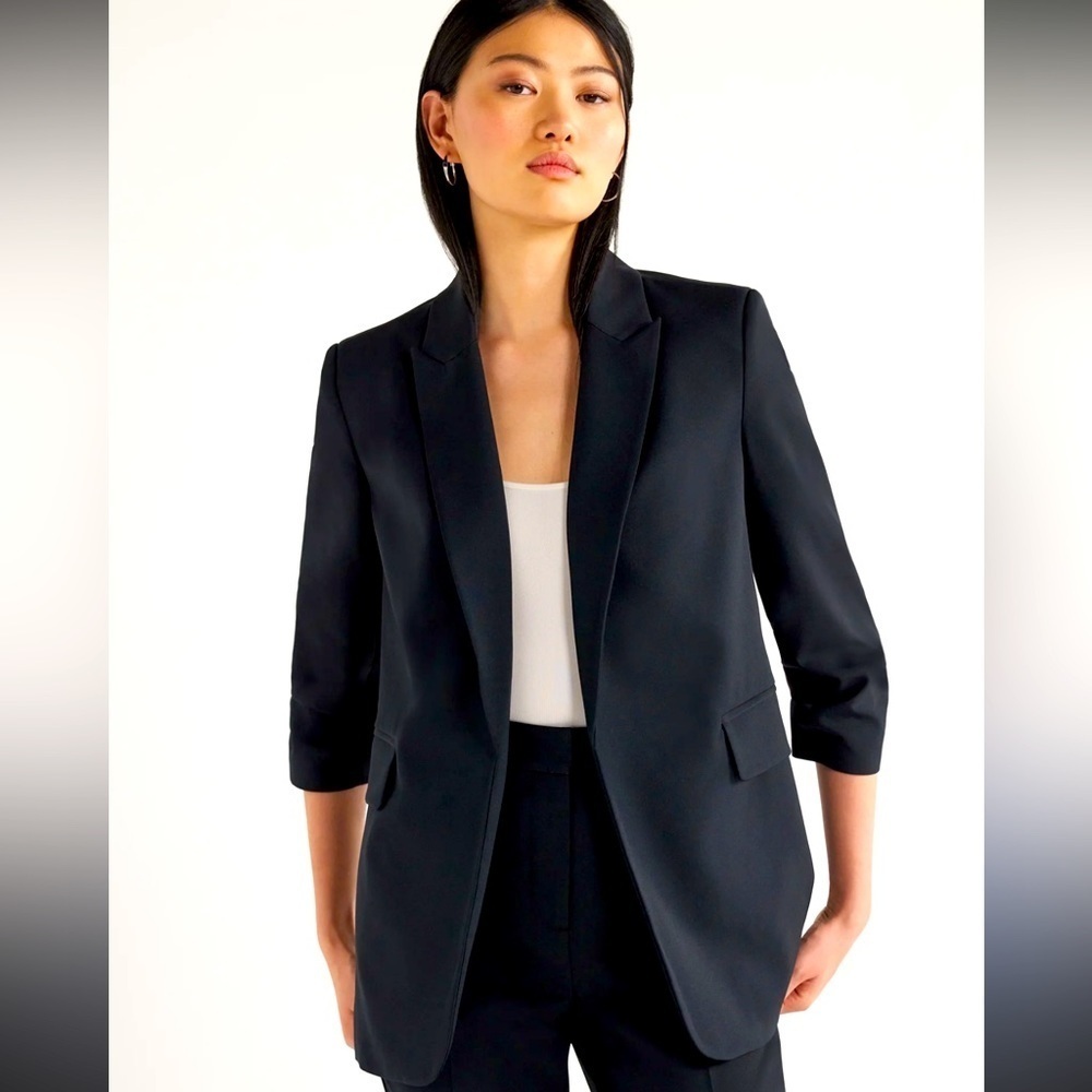 NWT Lecoanet Hemant Paris Designer Blazer Black 3/4 Sleeve Size 36 (US 4